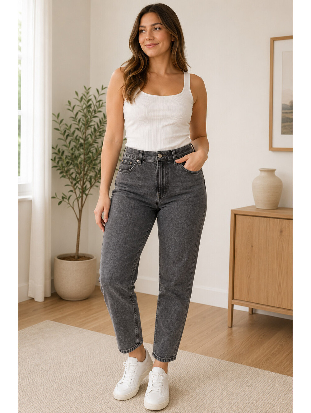 Abercrombie & Fitch Curve Love Mom Jeans Womens 28/6 Black High Rise Classic